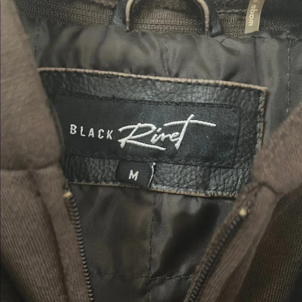 Black Rivet Faux Leather Bomber Jacket w/ Removable Hooded Zip-Out Hoodie NWOT